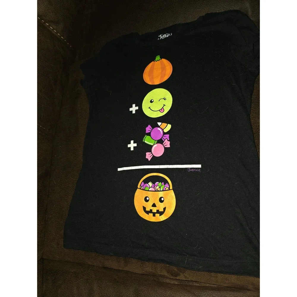 Justice fall autumn Halloween candy pumpkin top size 10